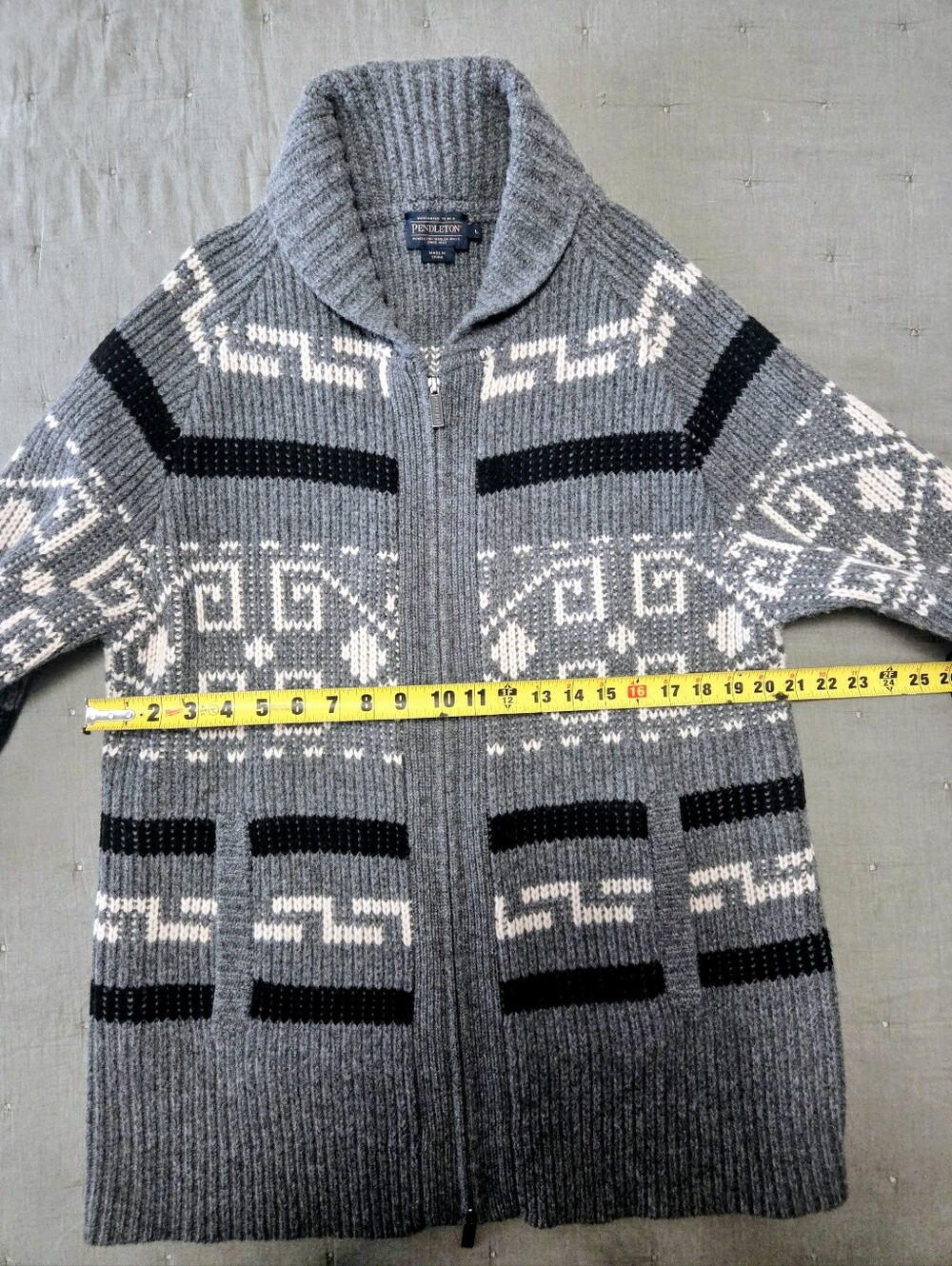 ​🌲 Pendleton Gray Zip Shawl Collar Wool Cardigan 🌲 - Picture 9 of 10